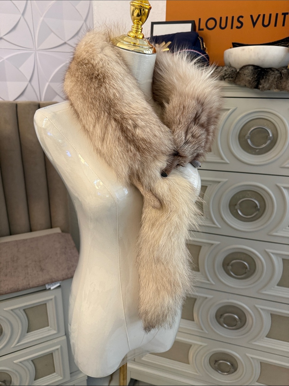 Blue fox fur scarf